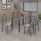 Conjunto De Mesa 140x75cm Tampo De Vidro Com 6 Cadeiras Iris