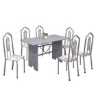 Conjunto De Mesa 140x75cm Tampo Granito Com 6 Cadeiras Bianca