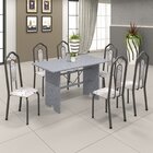 Conjunto De Mesa 140x75cm Tampo Granito Com 6 Cadeiras Bianca