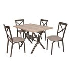 Conjunto De Mesa 4 Cadeiras Karina  Bronze/linho Bege