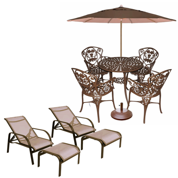 Conjunto De Mesa 4 Cadeiras Malbec, Ombrelone E 2 Mini Espreg