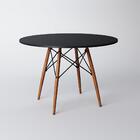 Conjunto De Mesa 4 Cadeiras Pretas Eames Dkr 90 Cm Base Madei