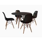 Conjunto De Mesa 4 Cadeiras Pretas Eames Dkr 90 Cm Base Madei