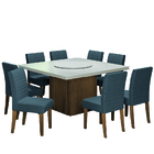 Conjunto De Mesa 8 Cadeiras Tampo Giratório Amsterdã Cedro