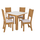Conjunto De Mesa 90cm 4 Cadeiras Linho Lisboa Indekes