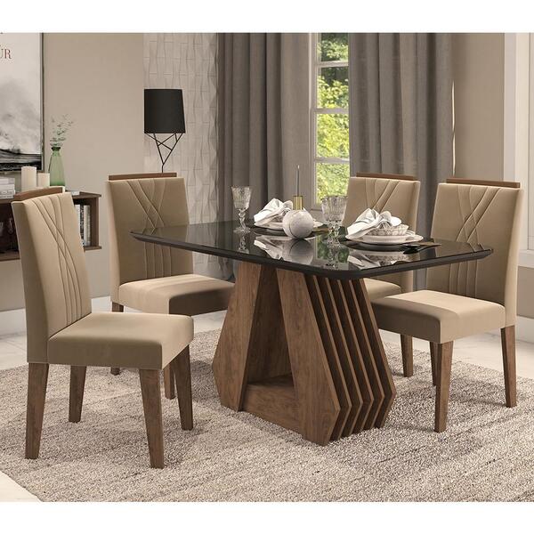 Conjunto De Mesa Agata 130cm Com 4 Cadeiras Nicole Cimol Marr