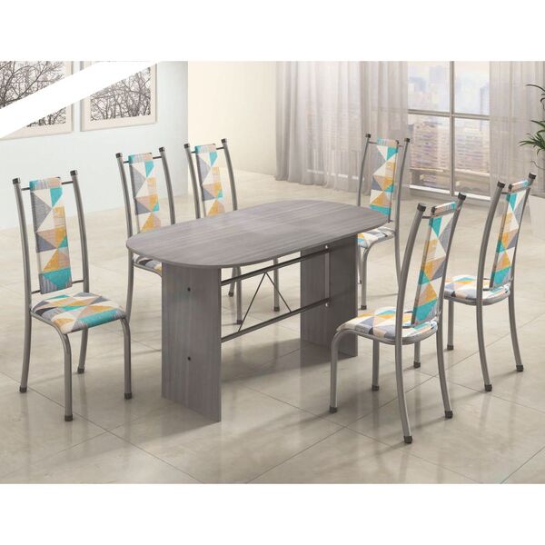 Conjunto De Mesa Agnes Tampo Ardósia Madeirado Indiano Com 6