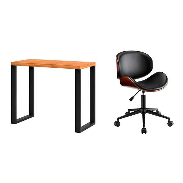 Conjunto De Mesa Anah Freijó Com Cadeira De Escritório Direto