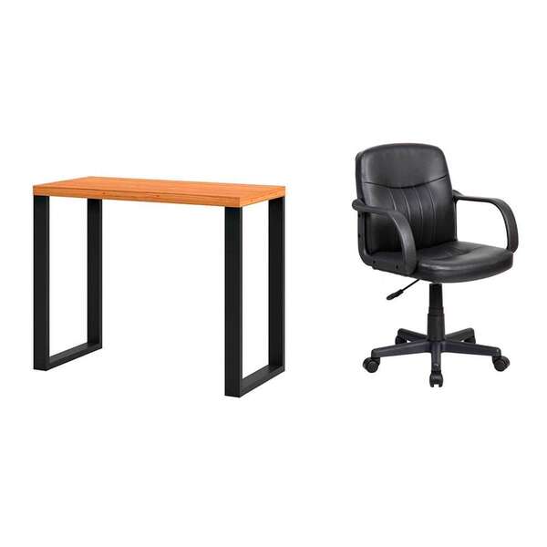 Conjunto De Mesa Anah Freijó Com Cadeira De Escritório Secret