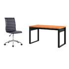 Conjunto De Mesa Anah Freijó Com Cadeira De Escritório Secret