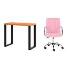 Conjunto De Mesa Anah Freijó E Preta Com Cadeira De Escritóri