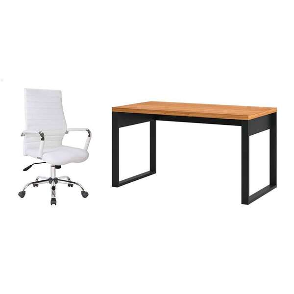 Conjunto De Mesa Anah Freijóe  Preta Com Cadeira De Escritóri