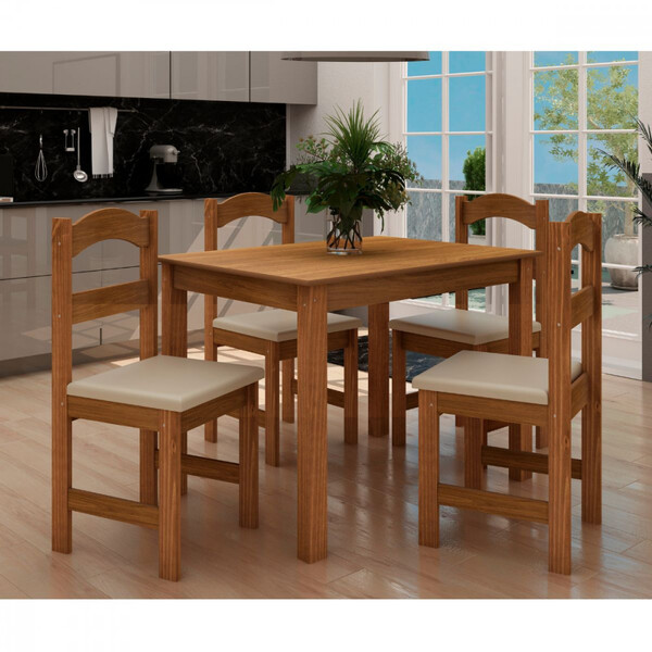 Conjunto de Mesa Arauna com 4 Cadeiras Primavera