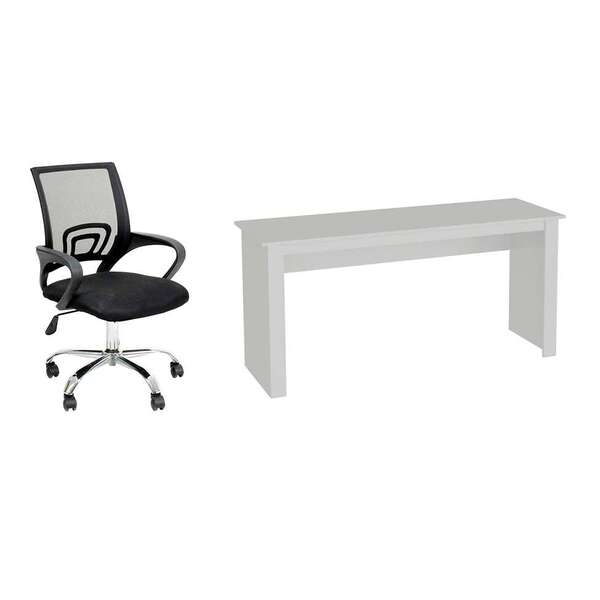 Conjunto De Mesa Badesh Branca Com Cadeira De Escritório Secr