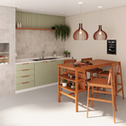 Conjunto de Mesa Balcão 100x70x178cm com 4 Banquetas sem Braços de Madeira Yumi Naterial