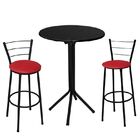 Conjunto De Mesa Bistrô Alta Preto Com 2 Banquetas Assento Ve