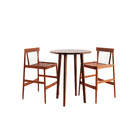 Conjunto de Mesa Bistrô Redonda 100x80cm com 2 Banquetas sem Braços de Madeira Yumi Naterial