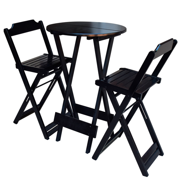 Conjunto De Mesa Bistrô De Madeira Com 2 Cadeiras Dobravel Ideal Para ...
