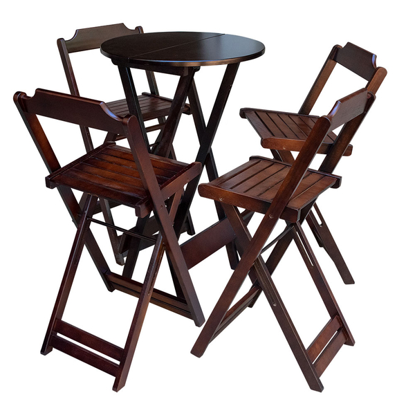 Conjunto De Mesa Bistrô De Madeira Com 4 Cadeiras Dobravel Ideal Para ...