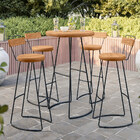 Conjunto De Mesa Bistrô Ravi Com 04 Banquetas Em Madeira Maci