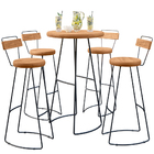 Conjunto De Mesa Bistrô Ravi Com 04 Banquetas Em Madeira Maci