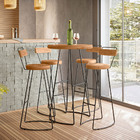 Conjunto De Mesa Bistrô Ravi Com 04 Banquetas Em Madeira Maci