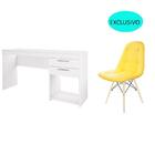 Conjunto De Mesa Branca Com Cadeira Botonê Amarela Casa Abert