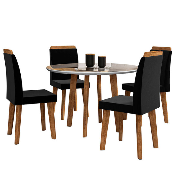 Conjunto De Mesa C/ Tampo De Vidro Turmalina E 4 Cadeiras Dia
