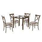 Conjunto De Mesa Cairo Em Aço 80x80cm Vidro Incolor E 4 Cadei