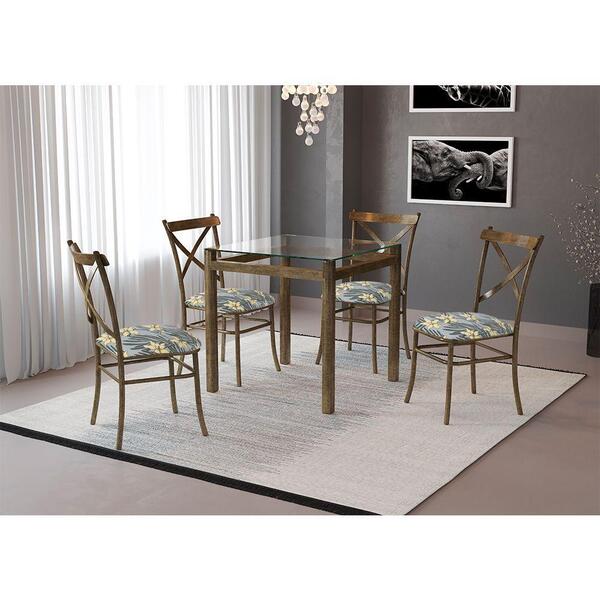 Conjunto De Mesa Cairo Em Aço 80x80cm Vidro Incolor E 4 Cadei