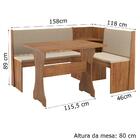 Conjunto De Mesa Canto Alemão Fit Roma Bege Suede Viero