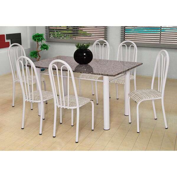 Conjunto De Mesa Carla Com 6 Cadeiras Branca Rattan