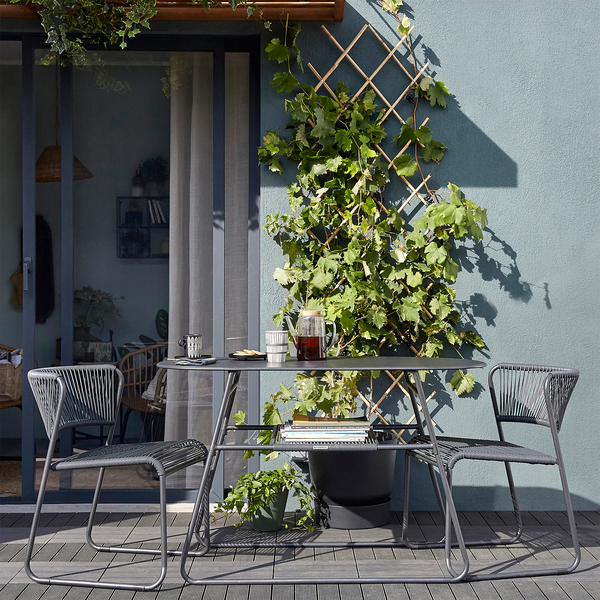 Conjunto de Mesa com 2 Cadeiras Aço Duo Cinza Naterial