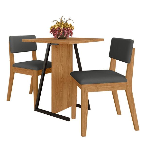 Conjunto De Mesa Com 2 Cadeiras Arkansas Cinamomo/cinza - M.