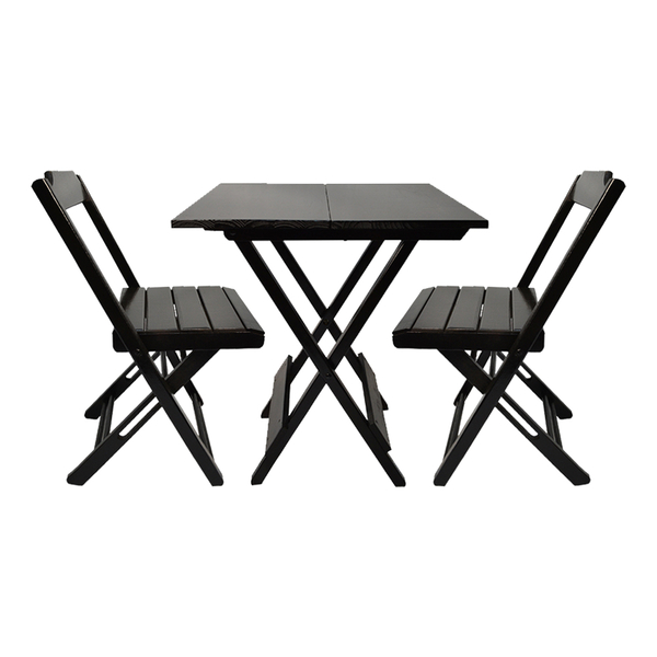 Conjunto De Mesa Com 2 Cadeiras De Madeira Dobravel 70x70 Pre
