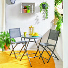 Conjunto de Mesa 60x60cm com 2 cadeiras Emys cinza Naterial