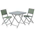 Conjunto de Mesa 70x70cm com 2 Cadeiras Emys Verde Naterial