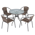 Conjunto de Mesa com 4 Cadeiras Aço e Rattan Elia Naterial