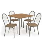 Conjunto De Mesa Com 4 Cadeiras Carmen Marrom E Nickel