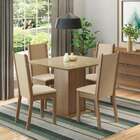 Conjunto De Mesa Com 4 Cadeiras De Jantar Anis Linho Rústico