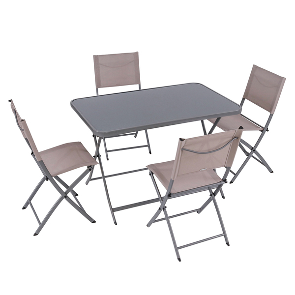 Conjunto de Mesa 110x70cm com 4 cadeiras Emys cinza Naterial