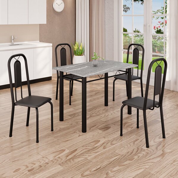 Conjunto De Mesa Com 4 Cadeiras Lívia Preto