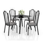 Conjunto De Mesa Com 4 Cadeiras Lotus Preto Fosco Com Platina