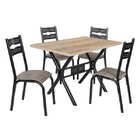 Conjunto De Mesa Com 4 Cadeiras Luna  Craqueado Preto/junco M