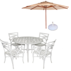 Conjunto De Mesa Com 4 Cadeiras Modelo Liz + Guarda Sol - Bege
