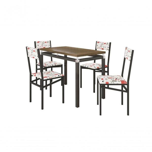 Conjunto De Mesa Com 4 Cadeiras Preto Fosco Com Antares