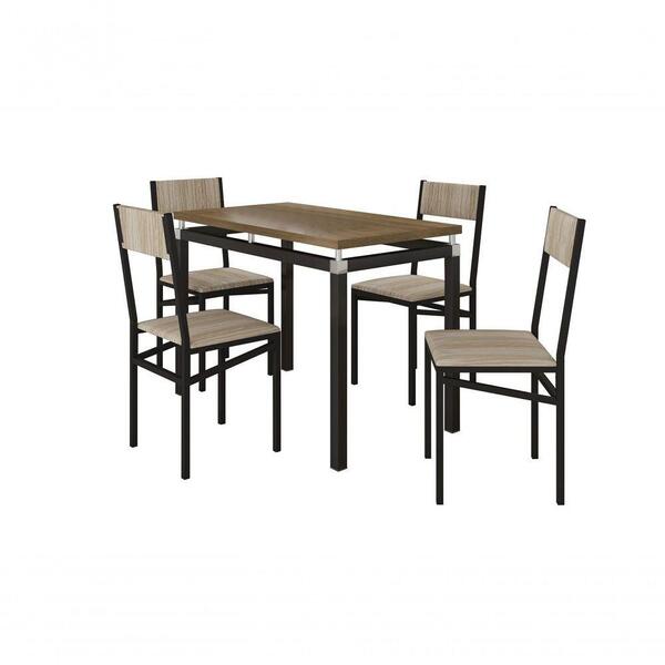 Conjunto De Mesa Com 4 Cadeiras Preto Fosco Com Nature Bege