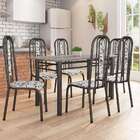 Conjunto De Mesa Com 6 Cadeiras Granada Preto E Branco Floral