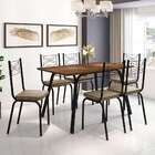 Conjunto De Mesa Com 6 Cadeiras Lotus Preto Fosco Com Rattan