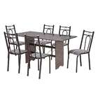 Conjunto De Mesa Com 6 Cadeiras Pietra Craqueado Preto E List